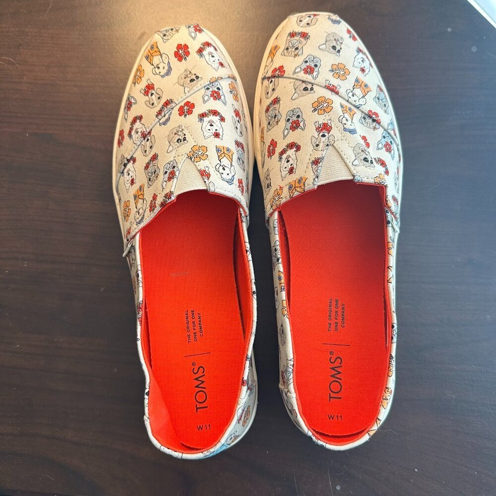 Toms Woman Natural Tropical Dog EUC sz 11
